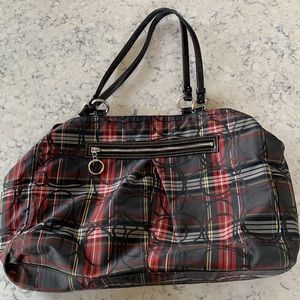 Canvas Plaid Coach Tote Bag